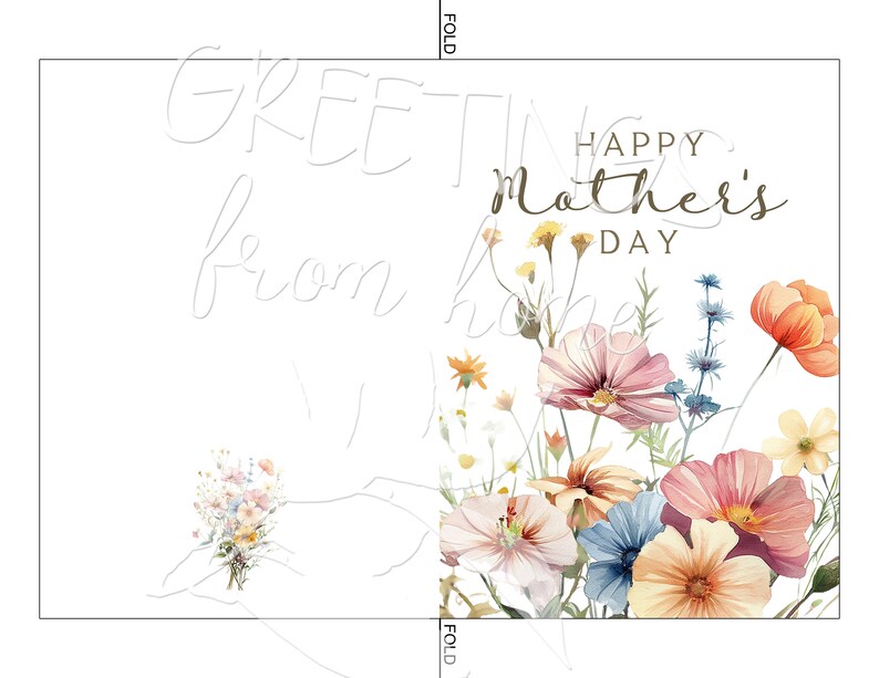 Utskrivbart vildblommigt mors dagskort, pressade blommor mors dagskort, blommigt kort, boho gratulationskort, Cottagecore, digital fil bild 6