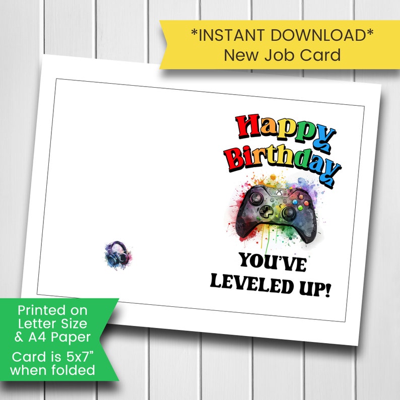 Video Game Birthday Card Printable, Printable Gamer Birthday Card, for ...