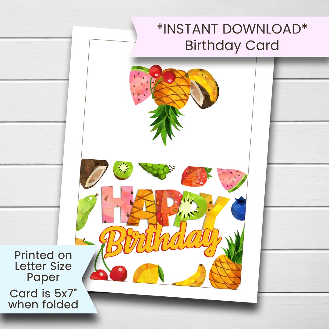 Fruit Birthday Card Printable, Fruit Card, Printable Fruit Birthday