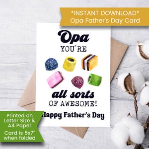 Carte de fête des pères drôle imprimable pour Opa de petit-fils, carte de fête des pères Opa de petits-enfants, toutes sortes de téléchargements impressionnants, instantanés, numériques