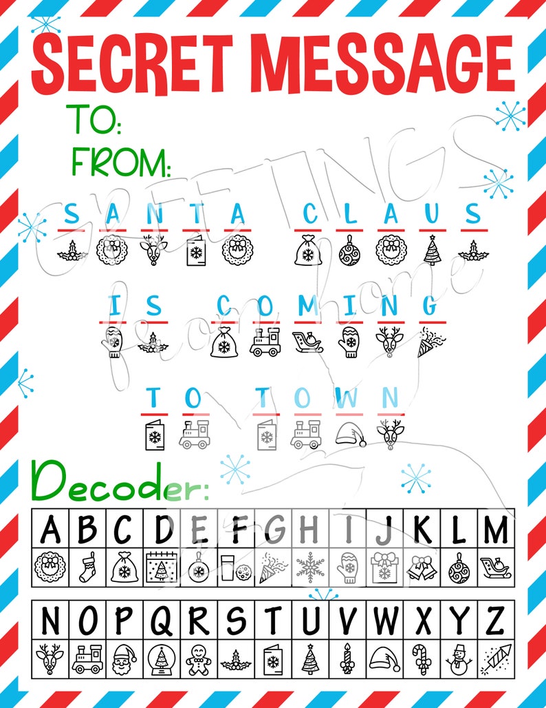 Santa Decode Message Secret Letter From Santa, Elf Props, Secret Letter From Elf, Secret ...