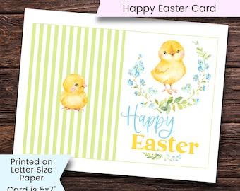 Happy Easter Card Printable, Happy Easter Card, Easter Chick Card Printable, Easter Greeting Card, Baby Chick, Printable, Digital, Download