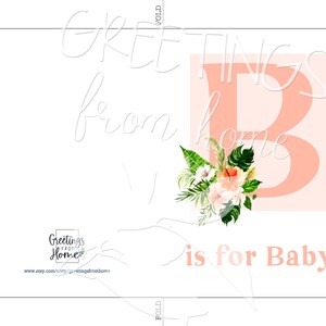 Carte de bébé fille, imprimable carte de bébé fille, nouveau bébé, carte de bienvenue de bébé, félicitations, fille, floral, imprimable, numérique, téléchargement image 5