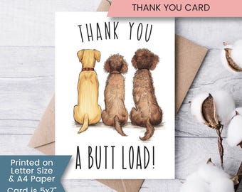 Printable Funny Thank You Card for Dog Lover, Card for Dog Walker, Dog Card for Friend, for Vet, Download, Digital File