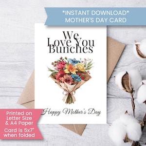 Tarjeta imprimible para el Día de la Madre, Tarjeta divertida para el Día de la Madre, Tarjeta con ramos de flores silvestres, Tarjeta para el Día de la Madre con ramo de flores silvestres, Descarga digital