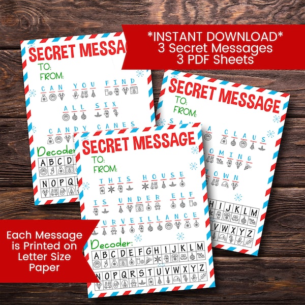 Secret Letter From Santa, Elf Props, Secret Letter From Elf, Secret Message, Coded Secret Messages, Elf Printables, Printable, Download