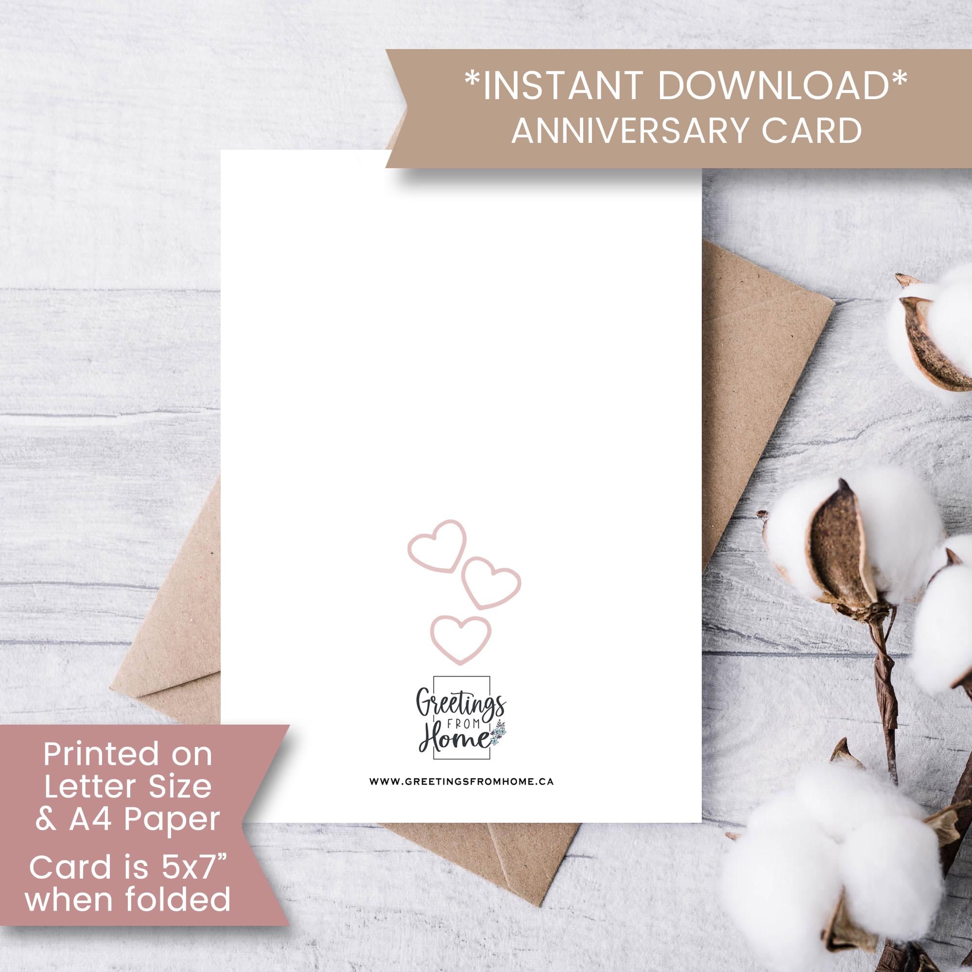 Printable 10 Year Anniversary Card for Wife or Husband, 10th