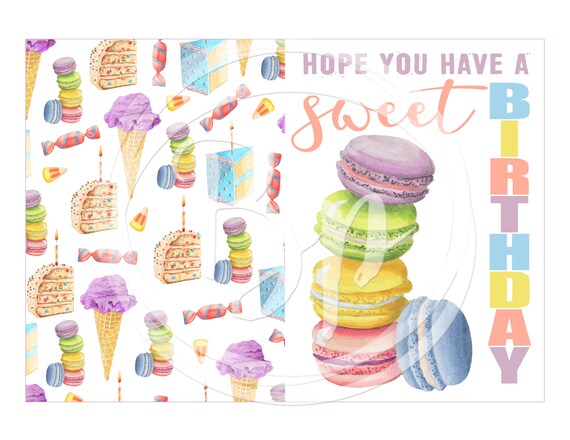 Biglietto Di Auguri Di Compleanno Moderno Con Scritta 'Auntie Roses & Macaron' - Formato 15,2 X 22,8 Cm - 2