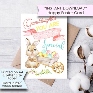 Osterkarte für Enkelin, Osterkarte zum Ausdrucken, Osterhase Karte für Sie, Osterkarte für Enkelkind, Sofort Download, digital