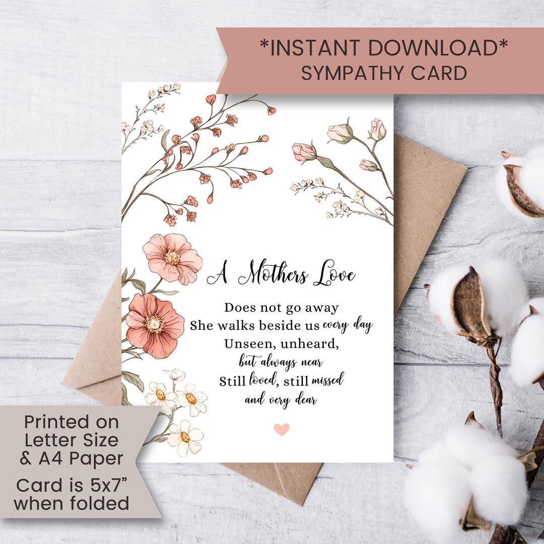 Printable Sympathy Card for Loss of Mother, Wildflower Thinking of You ...
