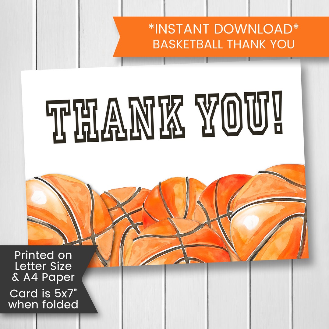 Printable Basketball Thank You Card for Coach Thank You for Basketball Printable Basketball Thank You Card for Coach Thank You for Basketball