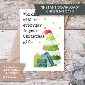 Cartão de Natal engraçado para colega de trabalho, Cartão de Natal para colega de trabalho para impressão, Cartão de Natal para colega, Cartão de humor adulto, Download digital