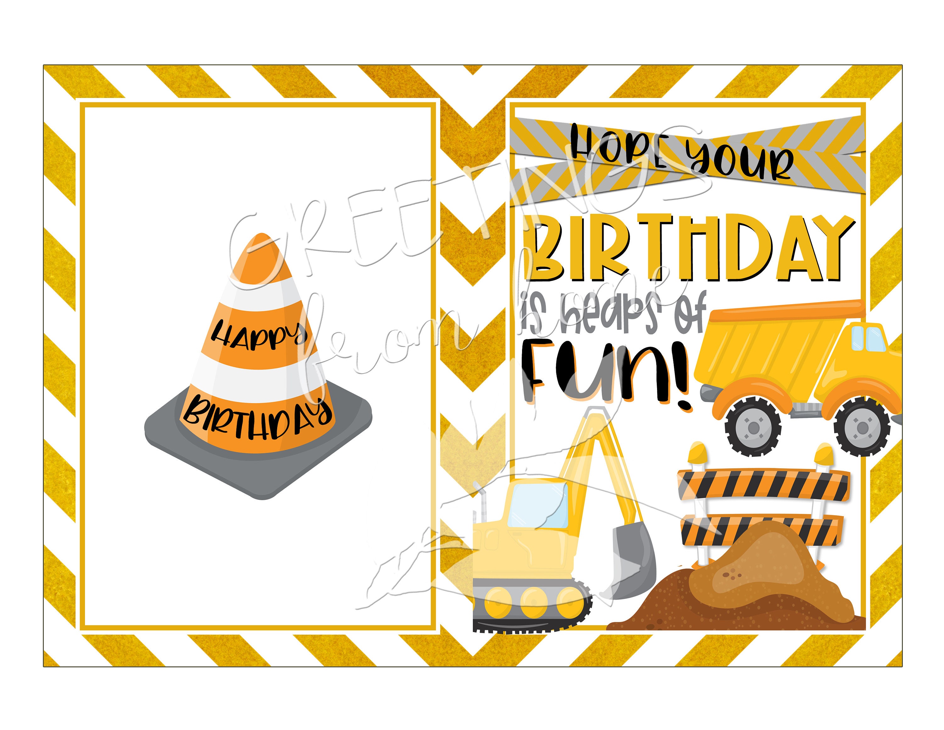 Construction Card Construction Birthday Card Printable | Etsy