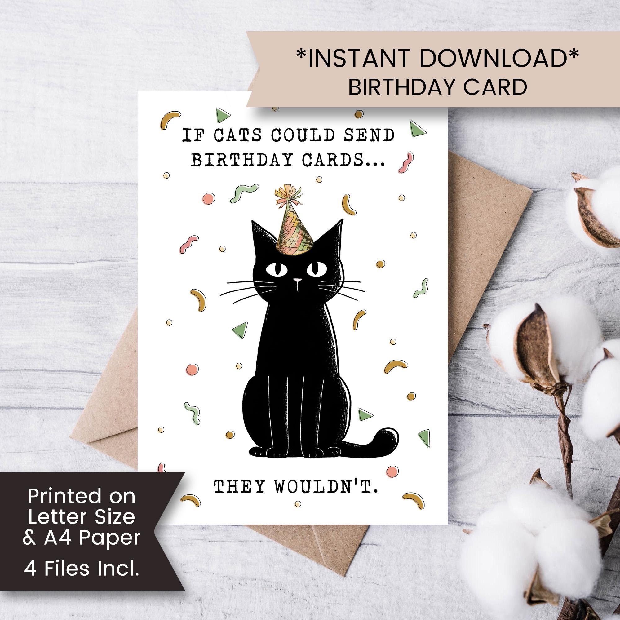 Printable Funny Cat Birthday Card for Her, Cat Card for Best Friend ...