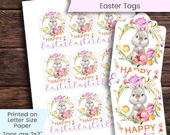 Easter Tags Printable, Easter Basket Tags, Easter Bunny Tag, Easter Gift Tag, Easter Bouquet, Easter Bunny, Happy Easter, Printable, Digital