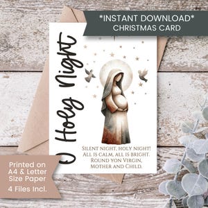 Printable Mother Mary Christmas Card, Christian Christmas Card, Holy Night,  Religious Christmas Card, Scripture, Instant, Digital Download