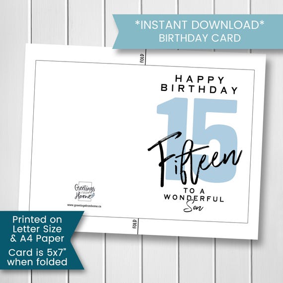 Hunts England Biglietto Di Auguri 15° Compleanno Per Figlio – "To The Best Son In The World" – Formato 148x148 Mm Con Busta – Collezione Iconic