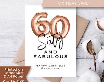 Fabulous At 60: Goldfolien-Geburtstagskarte Für Sie – Floral & Stilvoll Zum Sechzigsten
