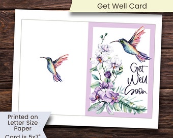 Printable Get Well Card, Hummingbird Get Well Card, Get Well Card, Get Well Soon Card, Get Well Soon, Hummingbird, Printable, Download