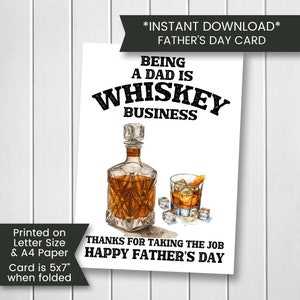 Carte de fête des pères imprimable whisky de fils, carte de fête des pères drôle pour papa, pour beau-père, pour beau-père, carte de voeux, téléchargement numérique
