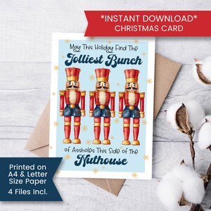 Cartão de Natal engraçado para imprimir para a família, cartão de Natal do quebra-nozes, cartão de filme de Natal clássico, humor adulto, hospício, digital