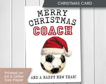 Weihnachtskarte für Fußball-Trainer, Printable Fußball-Trainer Weihnachtskarte, Danke für Fußball-Trainer, Co-Trainer, Digital