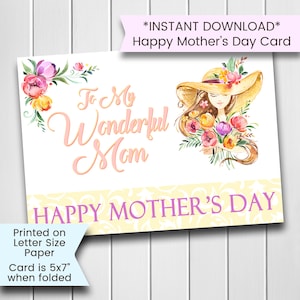 Mother&#39;s Day Card, Printable Mother&#39;s Day Card, Bouquet Mother&#39;s Day Card, Floral Card, Bouquet, Watercolor, Printable, Digital, Download