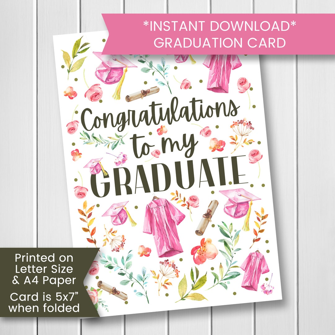 Printable Graduation Card for Girlfriend, Congratulations to My ...