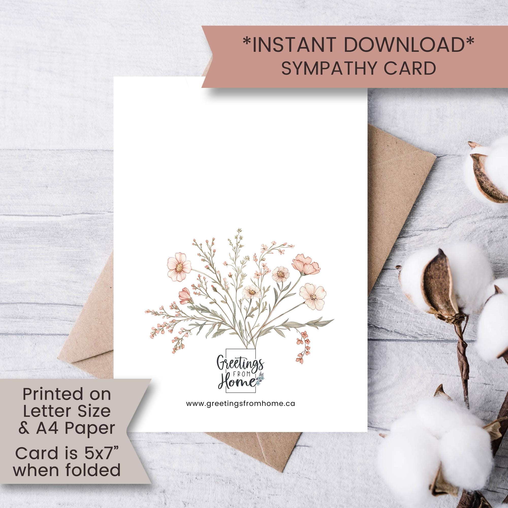 Printable Sympathy Card for Loss of Mother, Wildflower Thinking of You ...