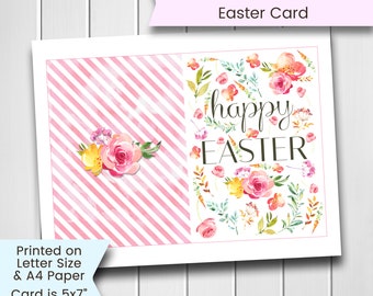Printable Easter Card for Friend, Happy Easter Card for Mom, Floral Easter Card, Easter Greeting Card For Daughter, Printable, Download
