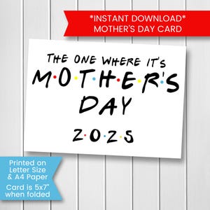 Tarjeta imprimible del Día de la Madre, divertida tarjeta del Día de la Madre de amigos, divertida tarjeta para mamá 2025, imprimible, descarga digital