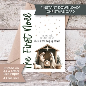 Printable Nativity Christmas Card, The First Noel Christmas Card, Christian,  Religious Christmas Card, Scripture, Instant, Digital Download