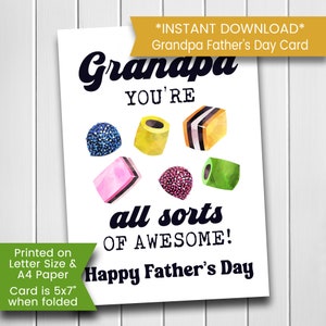 Tarjeta divertida del día del padre para el abuelo de los niños, tarjeta imprimible del día del padre del abuelo de los nietos todo tipo de descargas impresionantes y digitales