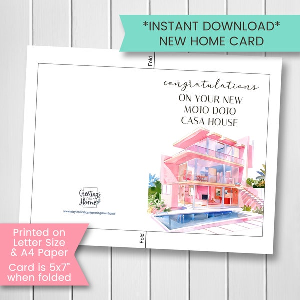 New Mojo Dojo Card, Printable New Home Card, Housewarming Card, Congratulations on Your New Mojo Dojo Casa House, Instant Download, Digital