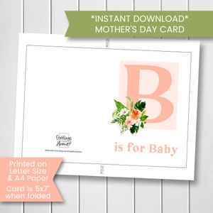 Carte de bébé fille, imprimable carte de bébé fille, nouveau bébé, carte de bienvenue de bébé, félicitations, fille, floral, imprimable, numérique, téléchargement image 3