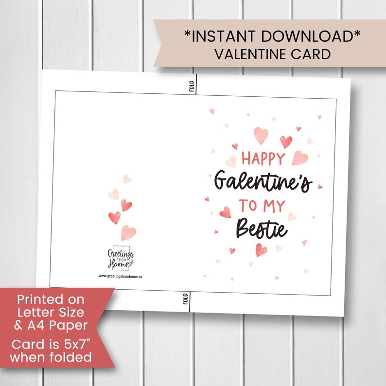 Galentine's Day Card for Best Friend Printable, Bestie Valentines Day ...