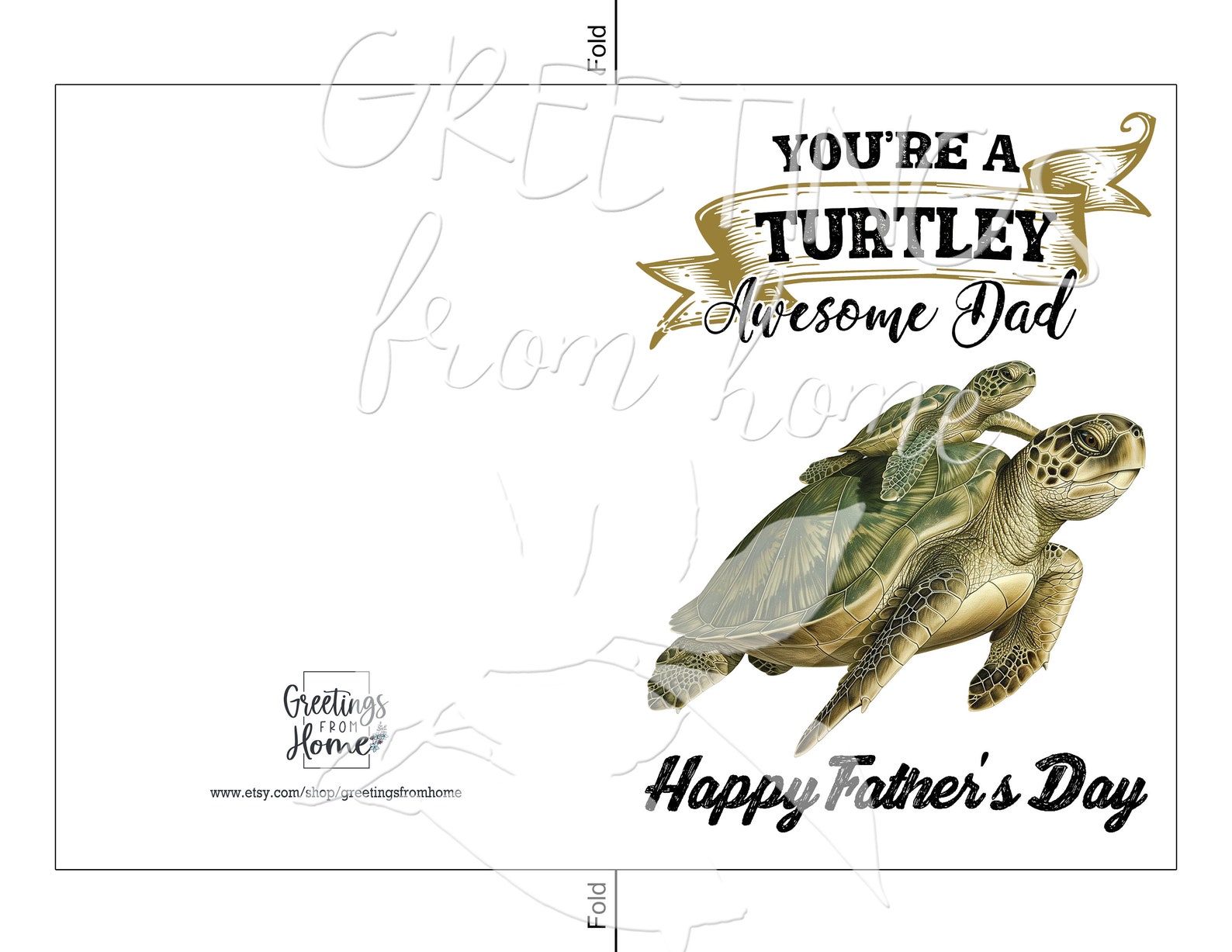 Printable Turtle Father's Day Card From Kid, Turtley Awesome Fathers ...