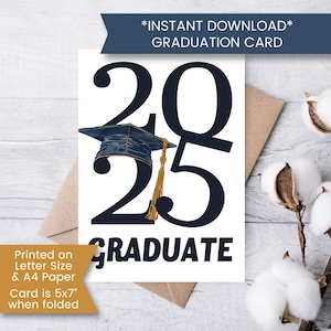 Druckbare 2025 Abschlusskarte für Sohn, Tochter, High School Abschluss Karte für Bruder, Universität College, Digital, Sofort Download