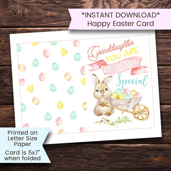 Happy Easter Granddaughter Card, Printable Easter Card, Easter Card for Granddaughter, Easter Card for Grandchild, Printable, Digital, Girl