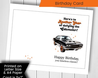 Classic Car Birthday Card, Printable Car Birthday Card for Dad, Hot Rod Birthday Card, Happy Birthday Card, Classic Car, Printable, Digital