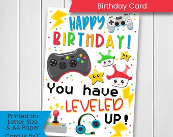 Printable Video Game Birthday Card, Printable Gamer Birthday Card, For Teenager, For Son, Video Game, Gamer, Instant Download, Digital