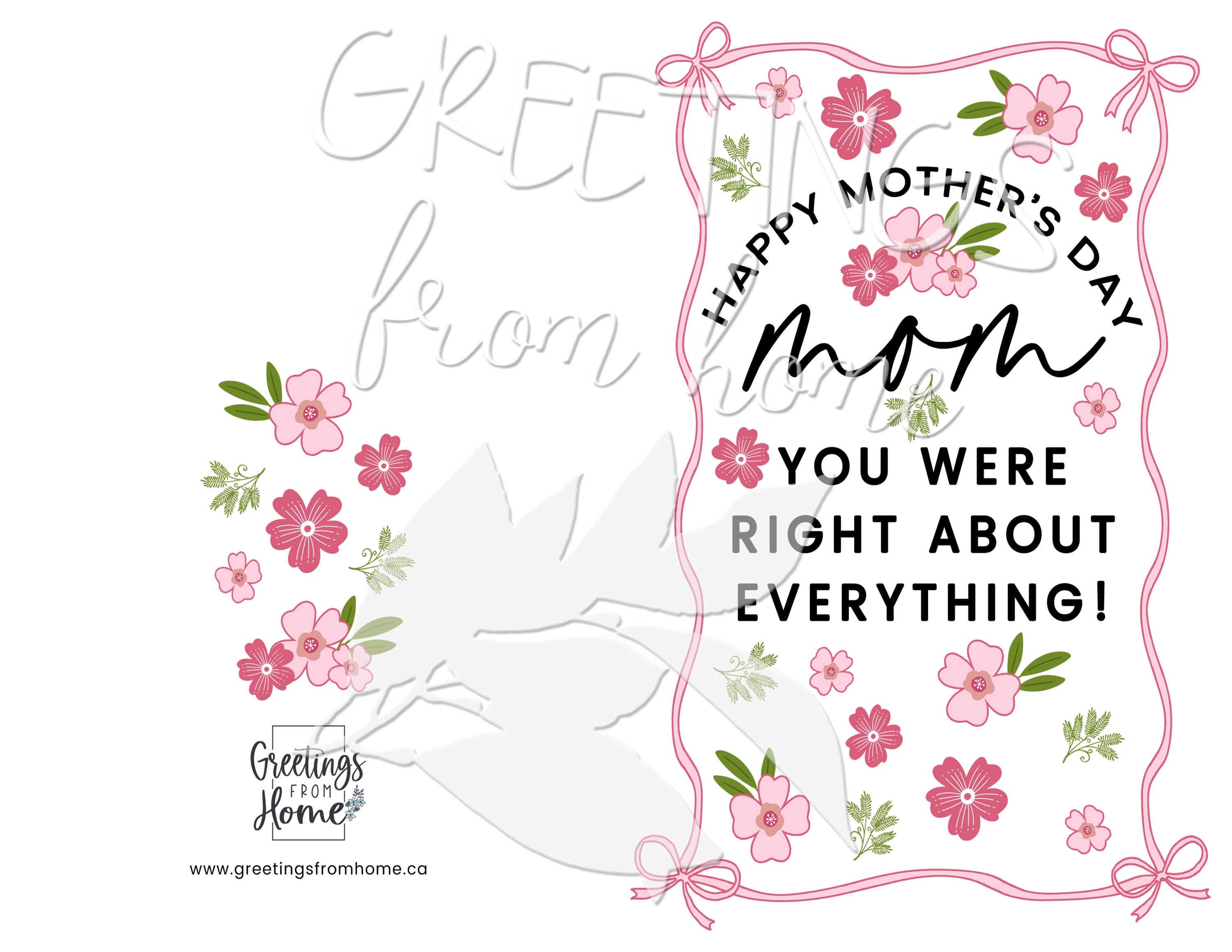 Printable Funny Mothers Day Card for Mom, Mother's Day Funny Greeting ...