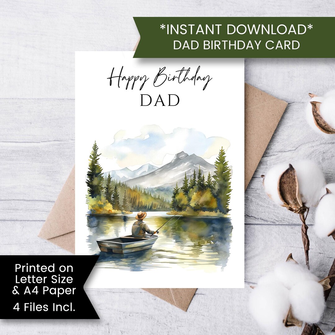 Printable Fishing Birthday Card for Dad, Dad Birthday Card, for ...