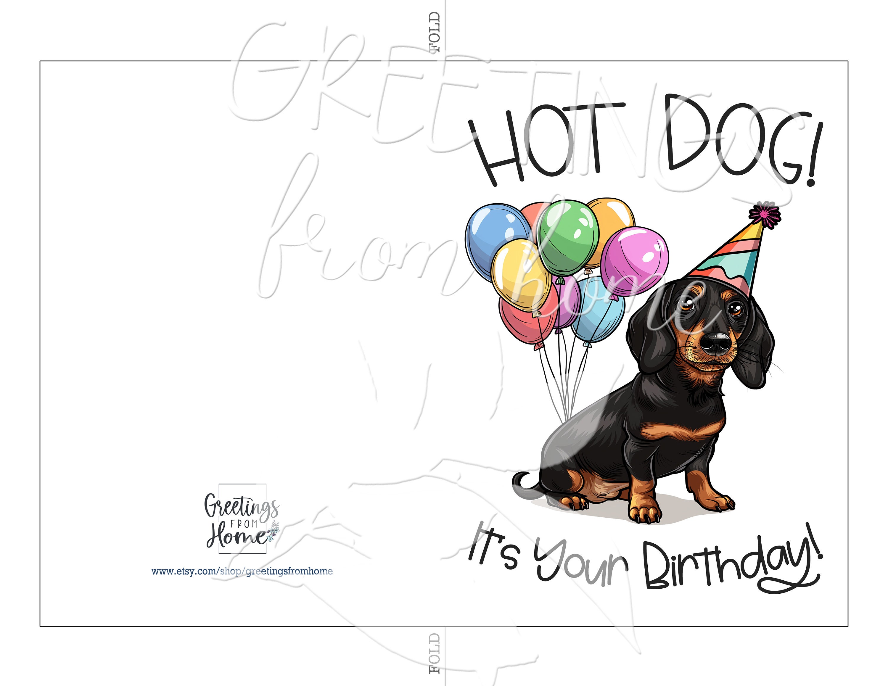Printable Birthday Card Weiner Dog, Dachshund Birthday Card, Hot Dog ...