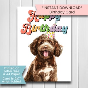 Lagotto Geburtstagskarte für Hundemutter, Druckbare Geburtstagskarte für Hund, Lagotto Romagnolo Geburtstagskarte, alles Gute zum Geburtstag für Hundeliebhaber, Digital