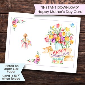 Biglietto di auguri per la festa della mamma stampabile, biglietto di auguri per la festa della mamma, bouquet Biglietto di auguri per la festa della mamma, biglietto floreale, bouquet, acquerello, stampabile, digitale, download