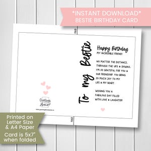 Printable Bestie Birthday Card, Birthday Card for Best Friend, Birthday ...