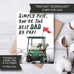 Carte de golf imprimable pour papa, carte de golf fête des pères, téléchargement numérique