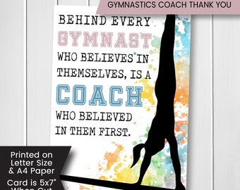 Thank You Card for Gymnastics Coach from Girl Printable, Thank You for Gymnastics Coach from Gymnast, from her, Coach Appreciation, Digital