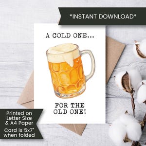 Tarjeta de cumpleaños divertida imprimible para papá, tarjeta de cumpleaños para hermano, tarjeta de felicitación para él, tarjeta de cerveza para hombre, descarga instantánea y digital.